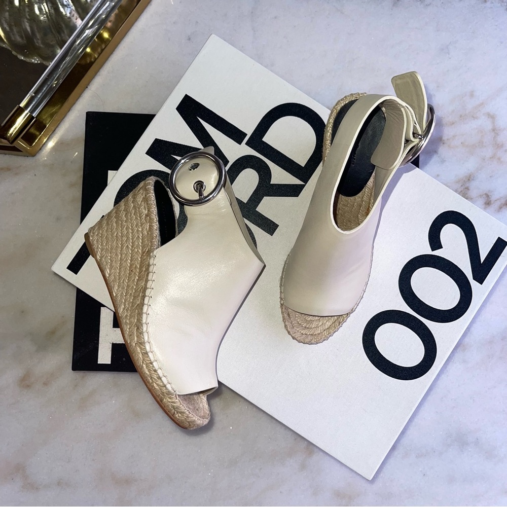 Céline Womens 35 Milk Calfskin Leather Open Toe Espadrille Sandal - Picture 9 of 16